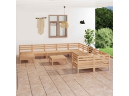 Vidaxl 12 Pcs Conjunto Lounge De Jardim Pinho Maciço