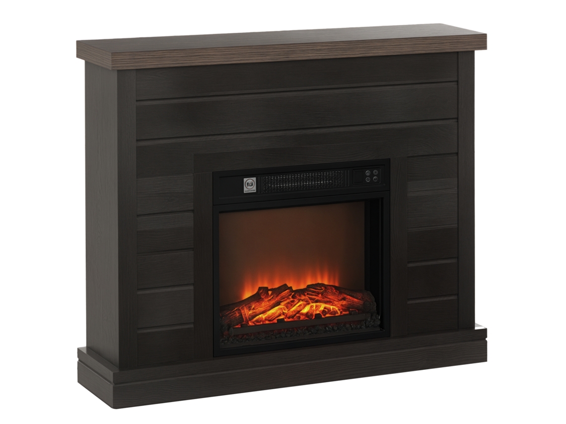 1800w Electric Fireplace With Flame Effect, Remote Control, Weekly Timer For 30m² Room, Dark Grey
