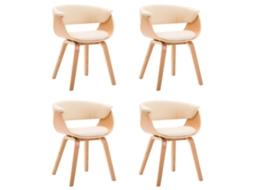 Dining Chair, Dining Chairs Vidaxl Creme Couro Artificial (n/a)