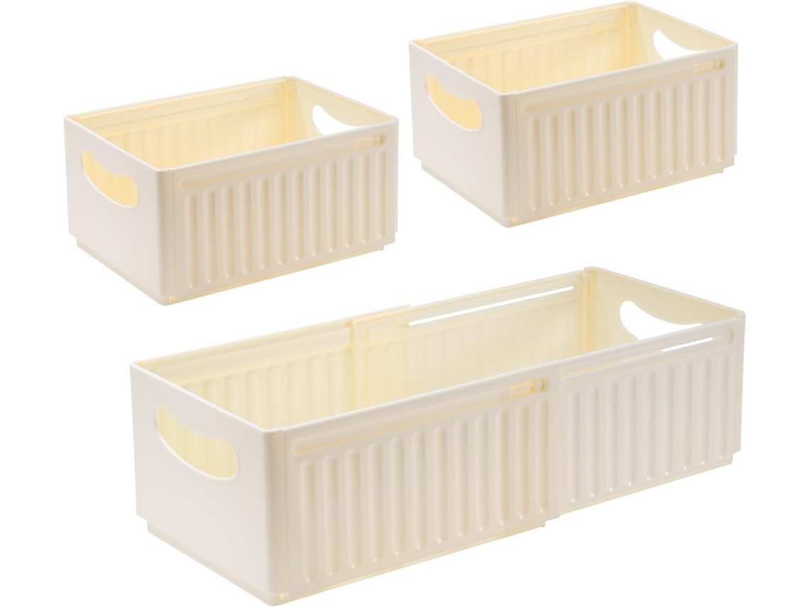 Conjunto De Caixas Organizadoras Multifuncionais - Cesto Dobrável De Plástico - Expansível - Gaveta 3 Peças 47,5×28×25cm