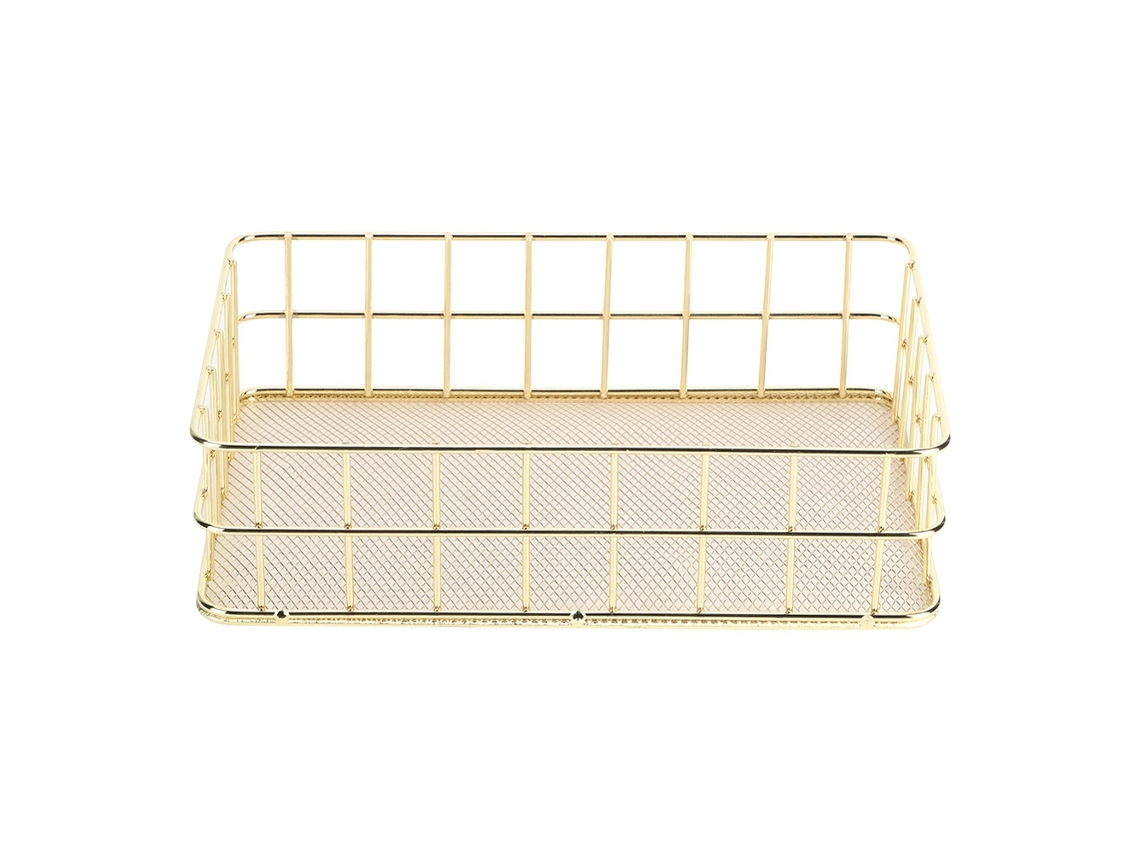 Cesta de Armazenamento de Ferro Dourado Organizador Multifuncional para Mesa RNEMITERY