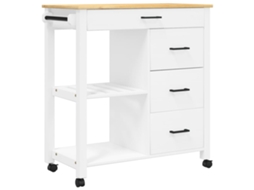 Kitchen Trolley, Kitchen Trolleys Vidaxl Branco Madeira De Pinho (n/a)