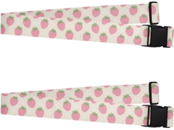 Conjunto De 2 Lindas Alças Bagagem Com Estampa Morango E Flor, Alça De Viagem Ajustável Mala Bolsa, Acessórios De