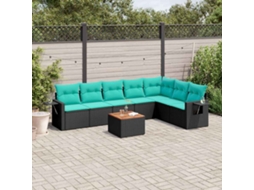 Vidaxl Conjunto De Sofá De Jardim Com 8 Peças E Almofadas Em Rattan Sintético Preto