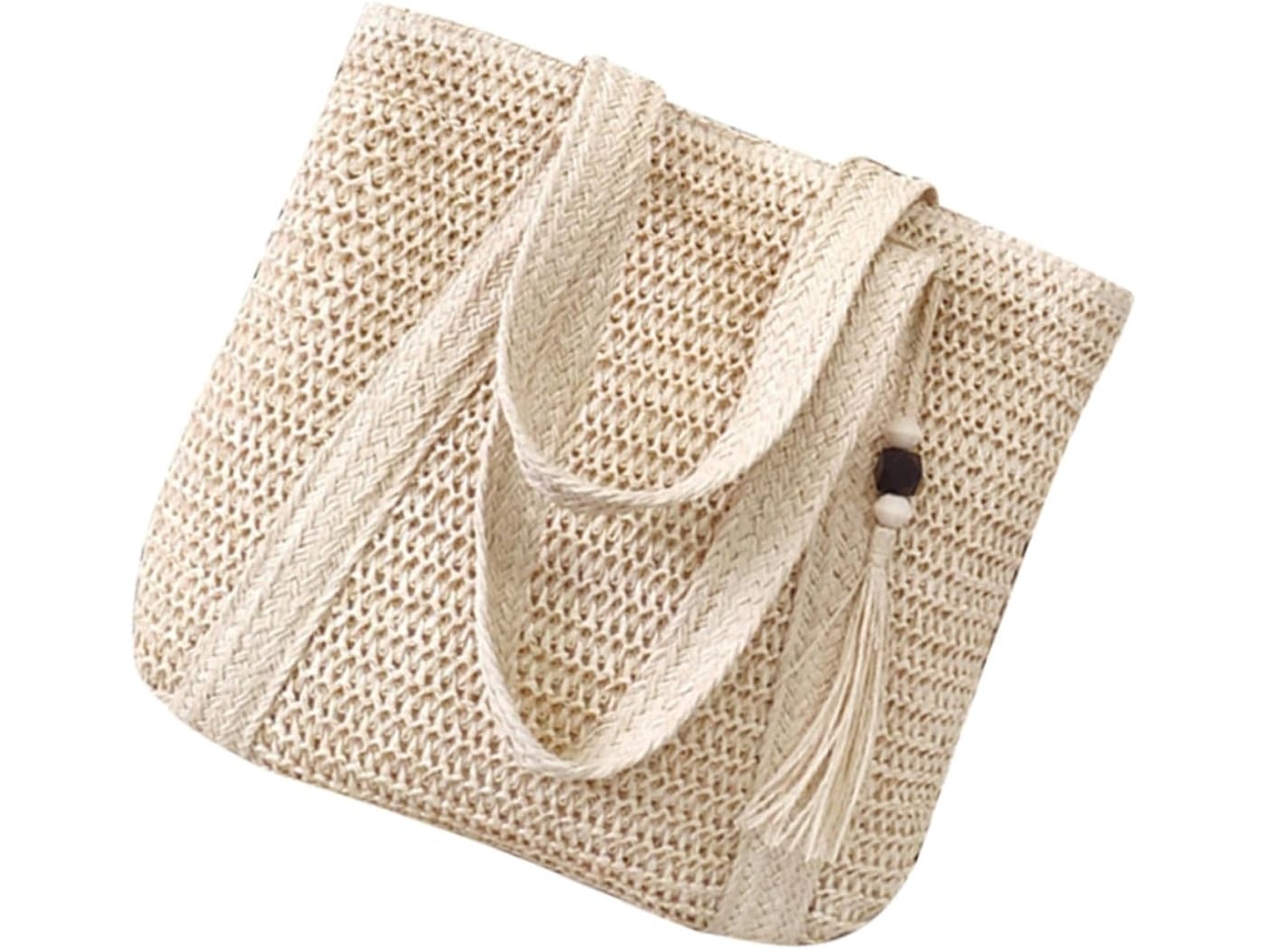 Bolsa De Praia De Tecido Trançado, Bolsa De Ombro Casual Para Mulheres.