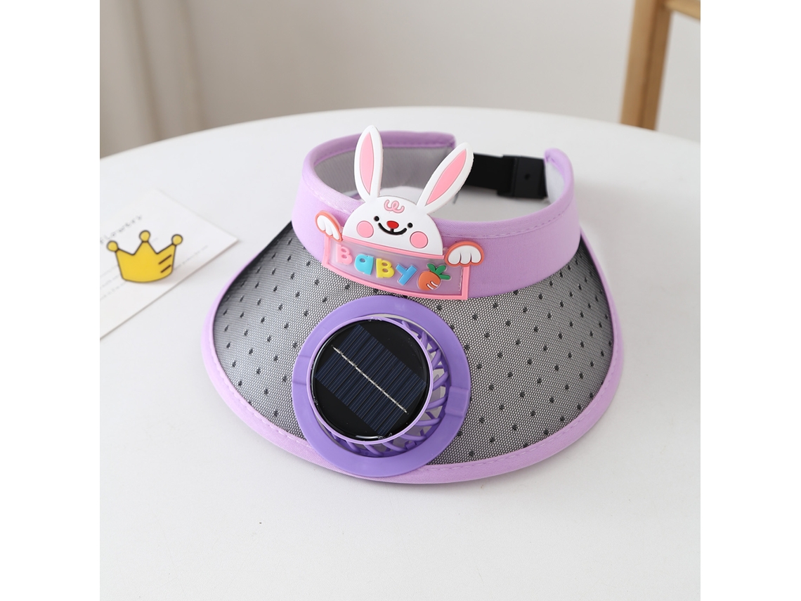 Chapéu com Ventilador Movido a Energia Solar para Viagens Ao Ar Livre e Ciclismo, Proteção Solar e Proteção Contra o Sol. MDUG (coelho Roxo)