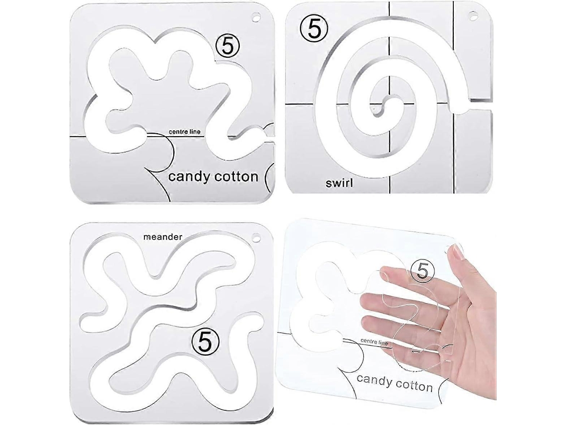 Réguas para Quilting, Moldes para Quilting, Kit Moldes para Quilting de Movimento Livre, Kit de Ferram. de Costura em Acrílico AQUAFORGE