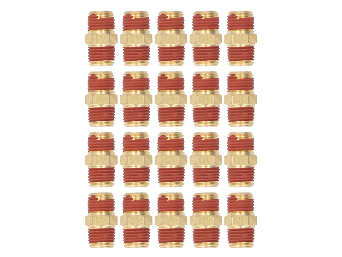 20 Peças De Conexão De Latão Hexagonal Macho 1/4 Npt Para 1/4 Npt Com Camada De Borracha Anti-vazamento Para Mangueira De Ar