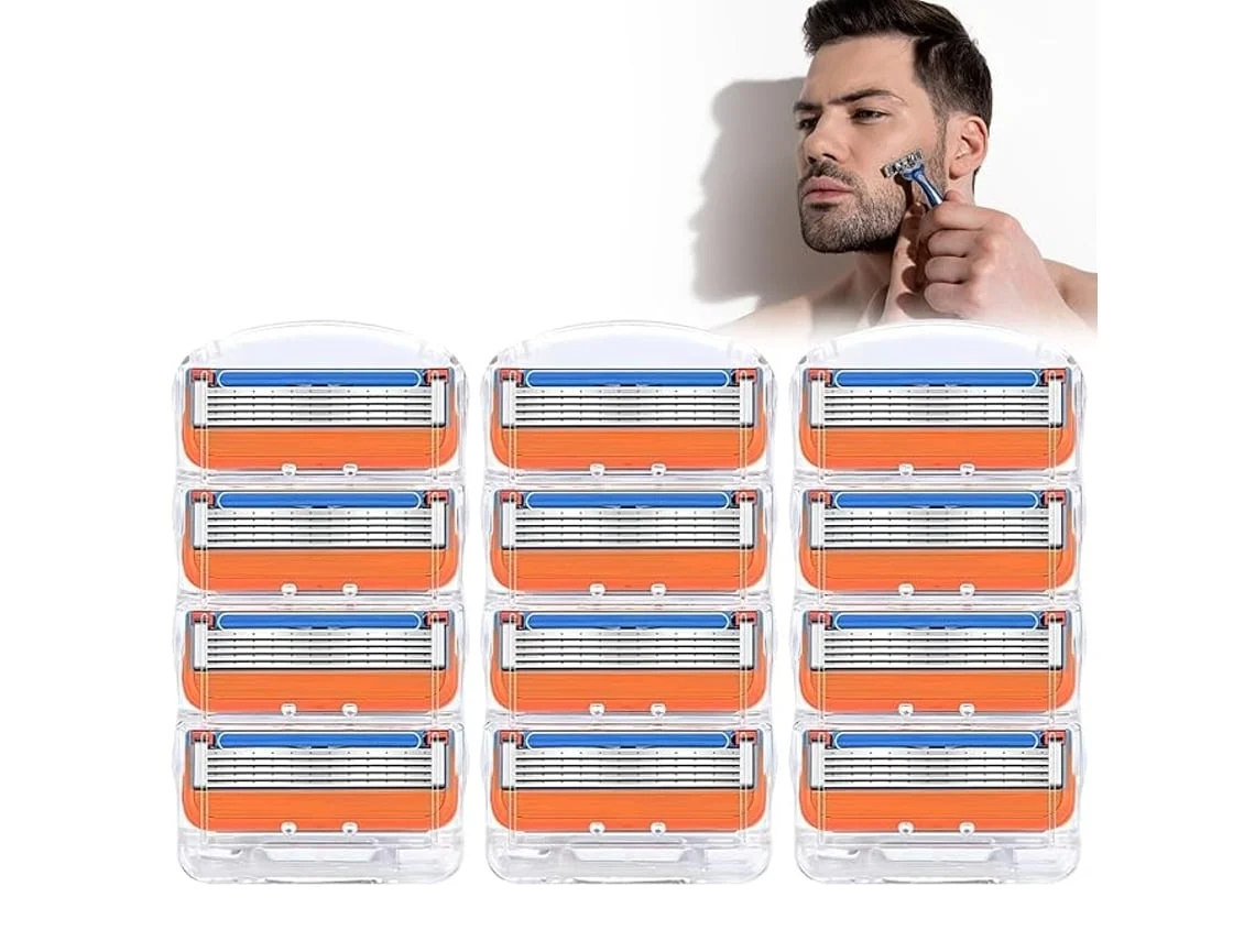 12 Peças De Lâminas De Barbear Para Gillette Fusion 5, Laranja, Nova Versão Ehstmind