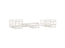 8 Pcs Conjunto Lounge de Jardim Pinho Maciço Branco MAISON EXCLUSIVE