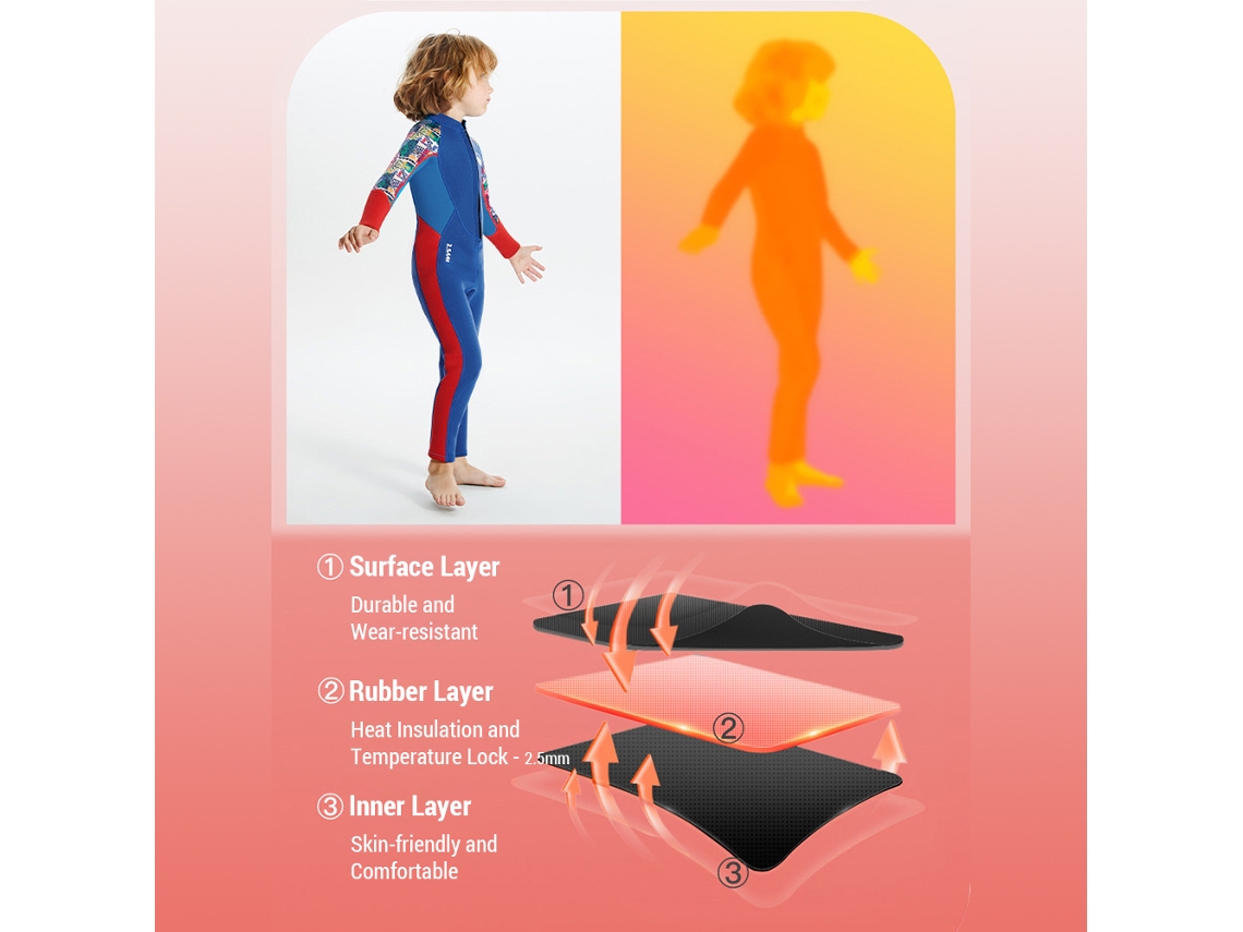 Mali traje de Mergulho para Meninos 2.5mm Neoprene com Manga Longa Protetor Uv Aquatico Infantil