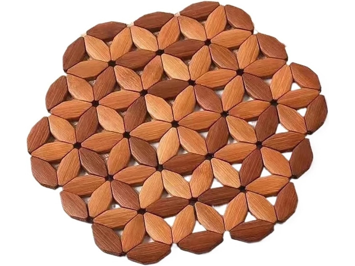 Conjunto De Mesa De Vidro E Almofada De Aquecimento De Bambu Natural.