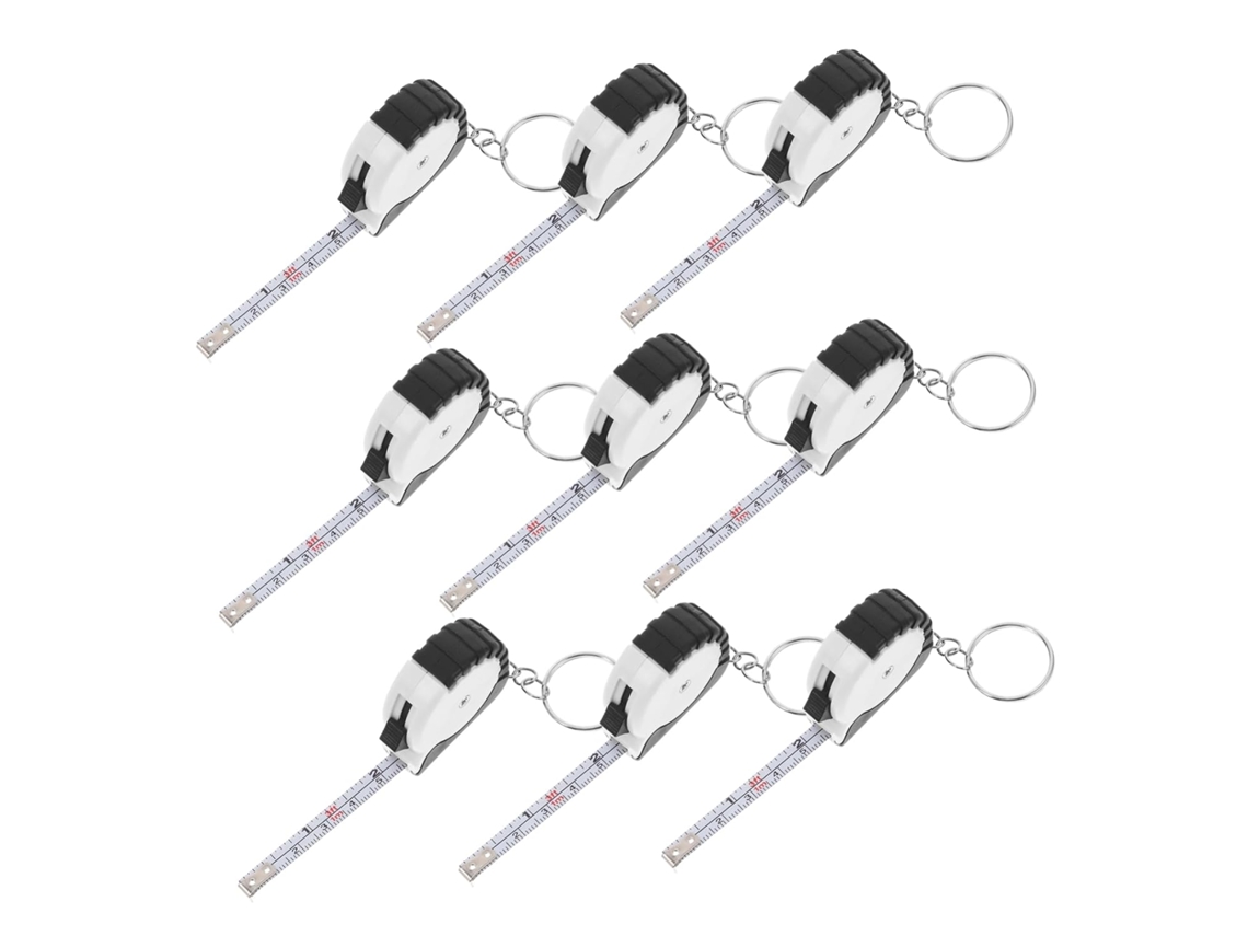 Conjunto De 10 Mini Fitas Métricas Retráteis Em Formato De Chaveiro Para Medições Precisas.