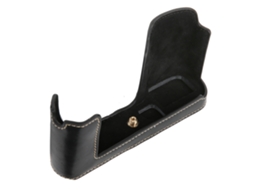 Funda De Media Piel Pu Para Cámara Leica T Con Tapa Inferior Y Apertura Color Negro