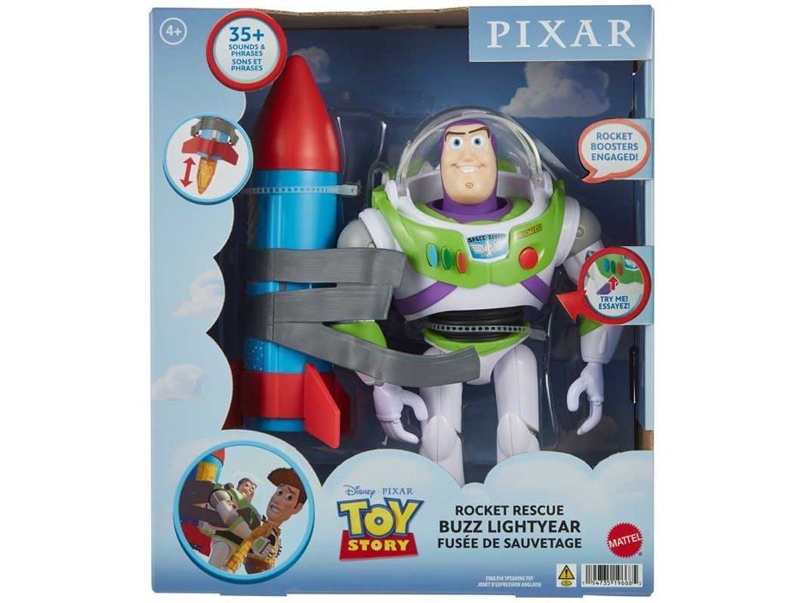 Figurine Mattel Pixar Buzz Léclair Com Foguete Grande Figurine
