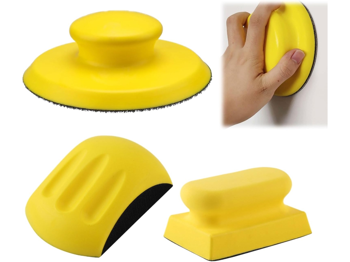 Conjunto de 3 blocos de lixa manual de 5 polegadas para marcenaria e restauração de móveis.