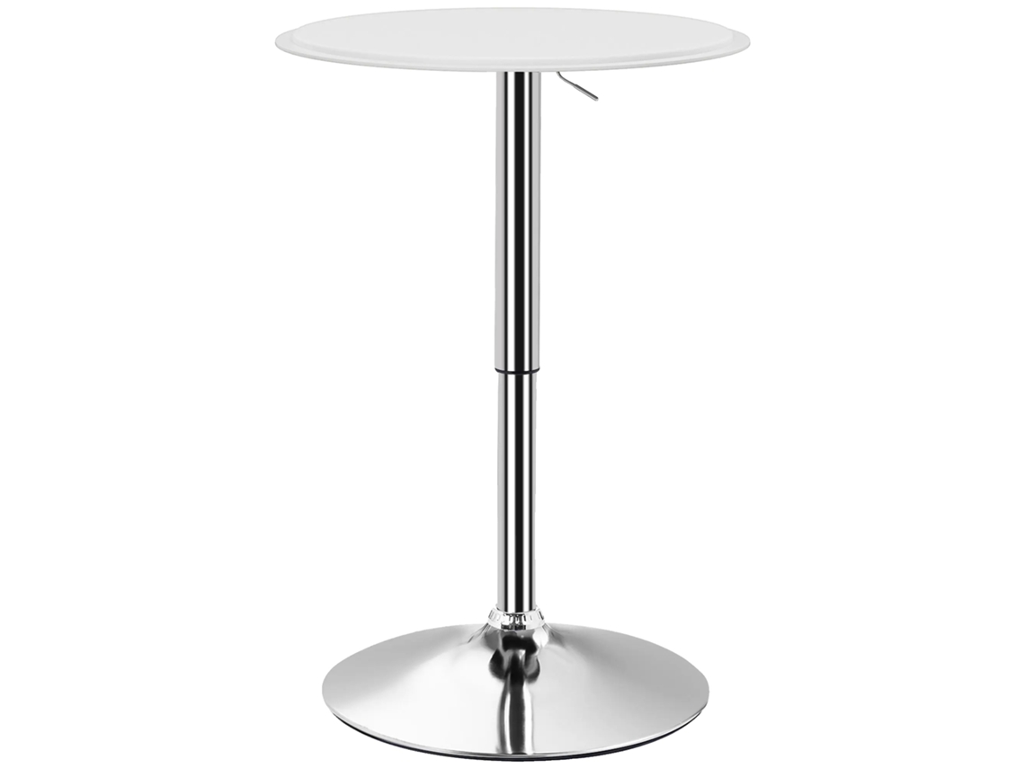 Mesa De Bar, Altura Ajustável 67-93 Cm, Ø63 Cm, Acabamento Branco, Construção Robusta, Instalação Autônoma