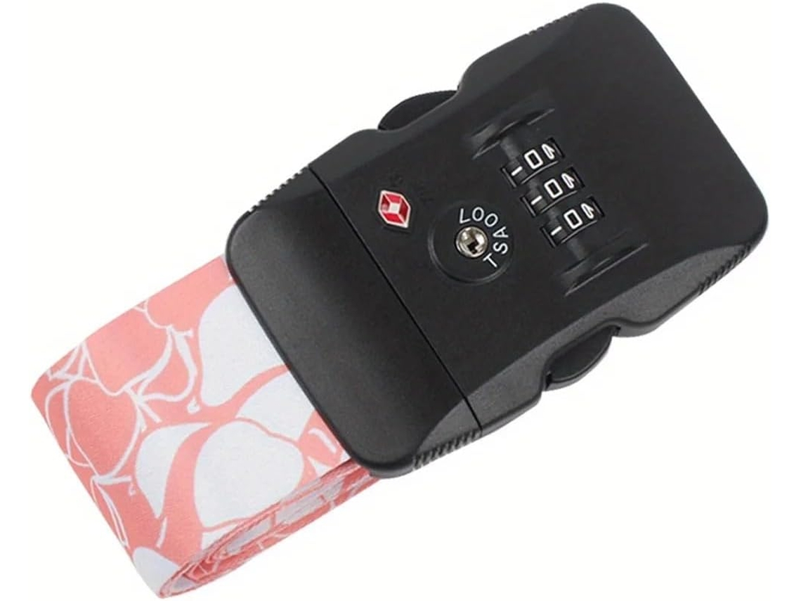 Cintas De Bagagem Com Impressão Digital 200cm Fita Segurança Viagens Haste Puxar Cadeado Alfandegário Rosa Uma
