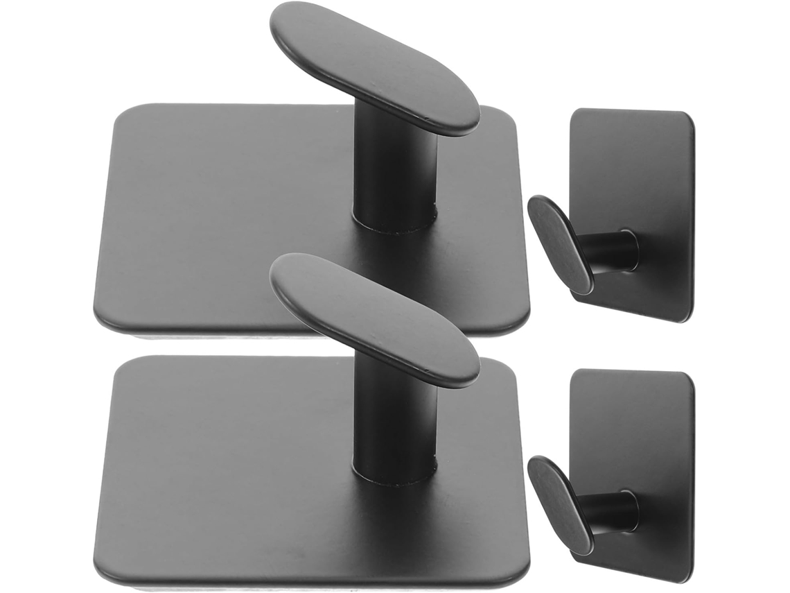 Conjunto De 4 Ganchos Parede Quadrados Em Aço Inoxidável Preto Para Toalhas Banho E Chuveiro, Fáceis De Instalar