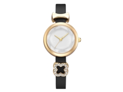 Relógio Feminino de Moda com Pulseira de Couro Pu e Strass Padrão de Laço (2)