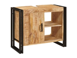 Conjunto 1 Armazenamento Para Banheiro Vidaxl Castanho Madeira De Mangueira Maciça (71 X 33 X 58 Cm)