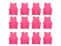 12 coletes de treino de futebol infantil, mesh, respirável, tamanho único, vermelho e rosa