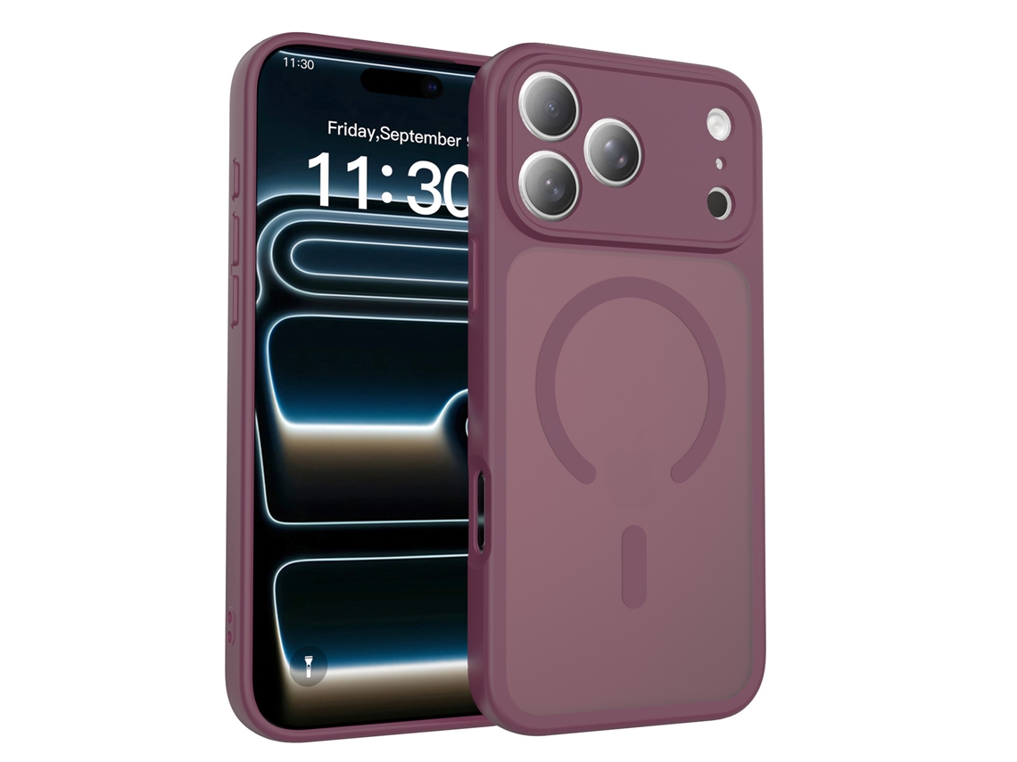 Capa Magnética Bordô Para Iphone 18 Pro Com Proteção Total Da Câmara, Antichoque E Antidedadas