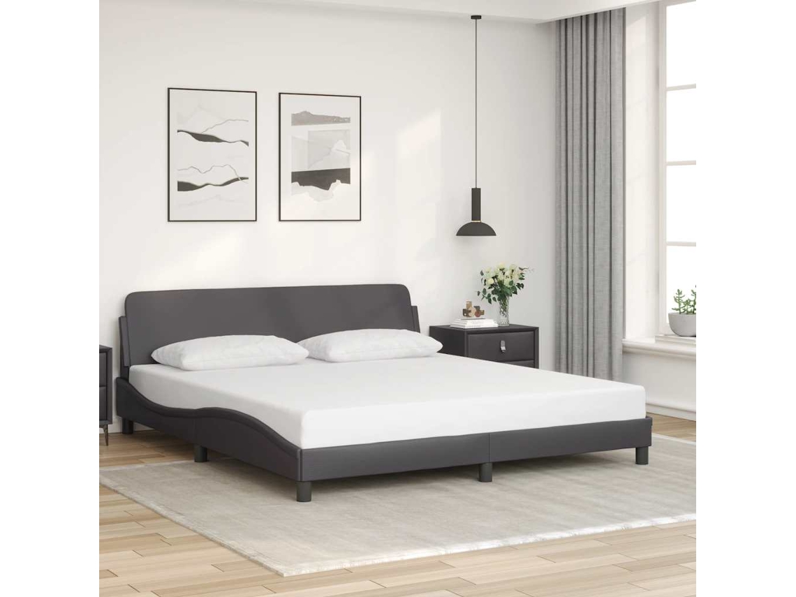Vidaxl Estrutura de Cama Dover 180x200cm Couro Artificial Cinzento