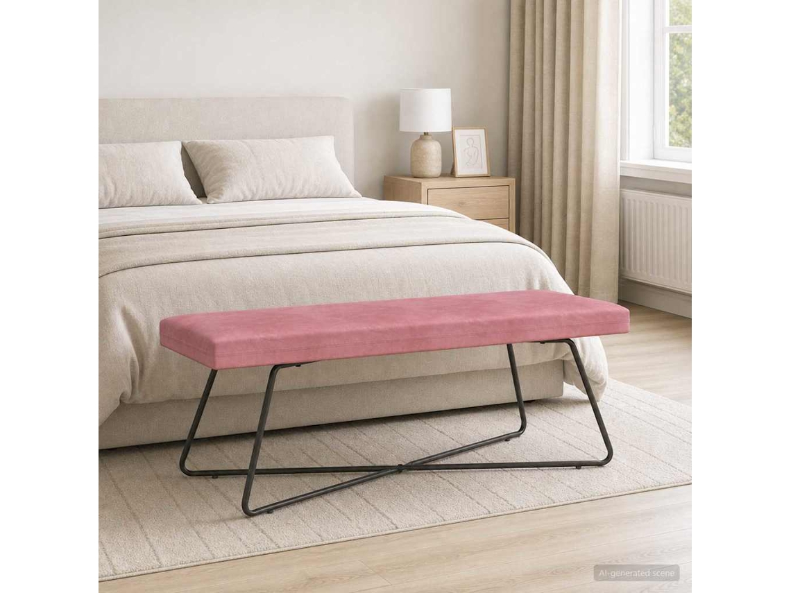 Vidaxl Banco Rosa 110 X 40 X 45 Cm Veludo