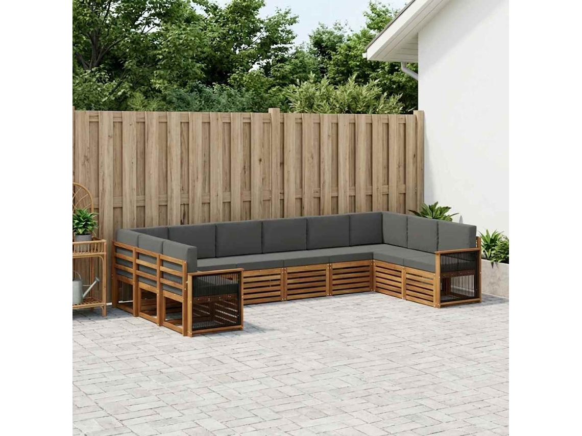 Vidaxl Conjunto De Sofás Para Exterior 7 Unid. Natural E Antracite