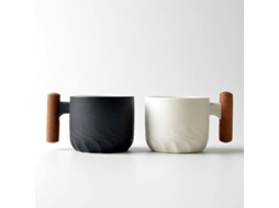 Conjunto De 2 X Xícaras De Café De 70 Ml Com Cabo De Madeira - Para Café Expresso E Chá