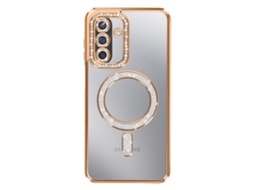 Avizar Capa Para Galaxy A17 Compatível Com Magsafe Com Contorno De Strass Dourado