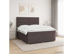 Vidaxl Cama Box Spring Com Colchão Marrom Escuro 140 X 200 Cm Tecido