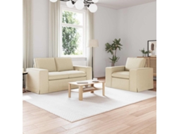 Vidaxl Conjunto De Sofás 2 Unid. Creme Tecido