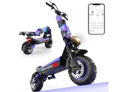 Trottinette Elétrica JUNLING Jl80, 60v 30ah, Motor Duplo 6000w, 60 65 Km/h, Autonomia 60 85 Km, Pneus Todo terreno 12'', Dobrável