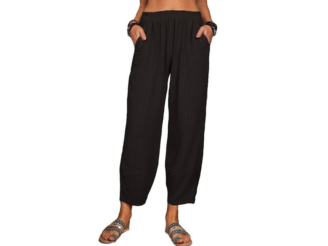 2026 pantalones Casuales Mujer de Tela Elástica Con Cintura Elástica Y Corte Recto Suelto