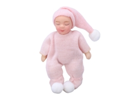 Primerox boneca Bebê Porcelana Casa de Bonecas 1:12 com Suéter Rosa Mini Recém nascido