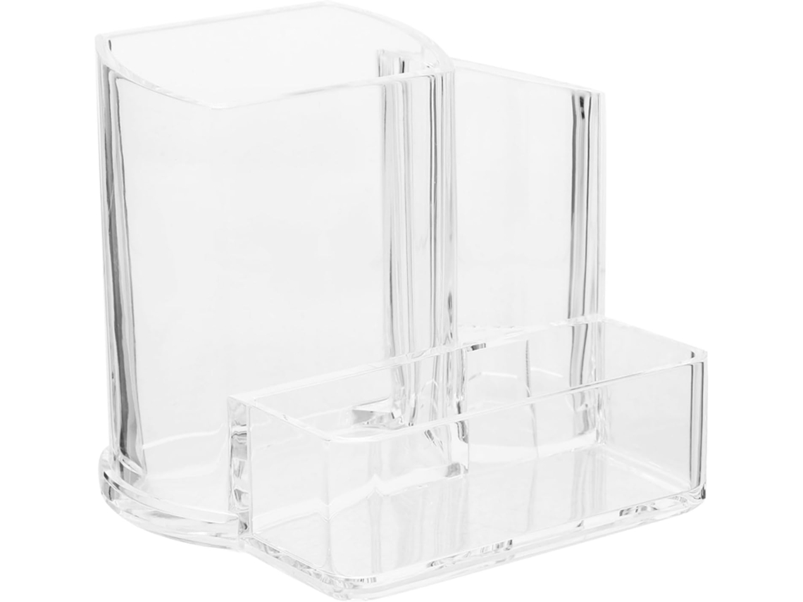 Organizador De Mesa Em Acrílico Resistente Com Compartimentos Para Maquiagem E Canetas.