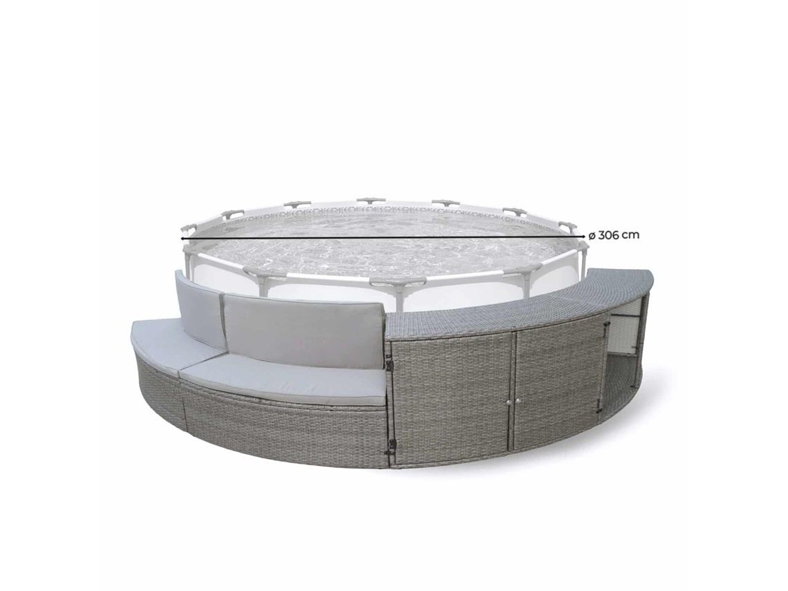 Revestimiento Para Piscina  K2o  Half Surround 306 306x40x70 Cm Set Semicircular De 4 Piezas Bancos Y Almacenamiento