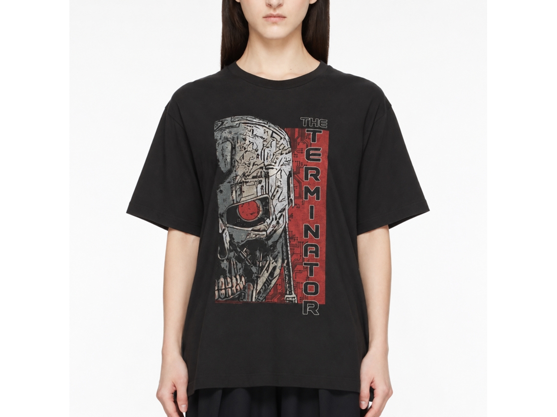 Rockinstone Terminator Movie Comic Illustration Black Adult T-shirt Size:xxl