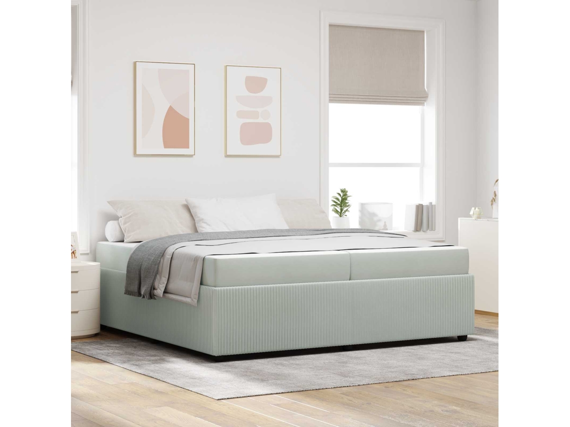 Vidaxl Estrutura Da Cama Cinzento-claro 200 X 200 Cm Tecido