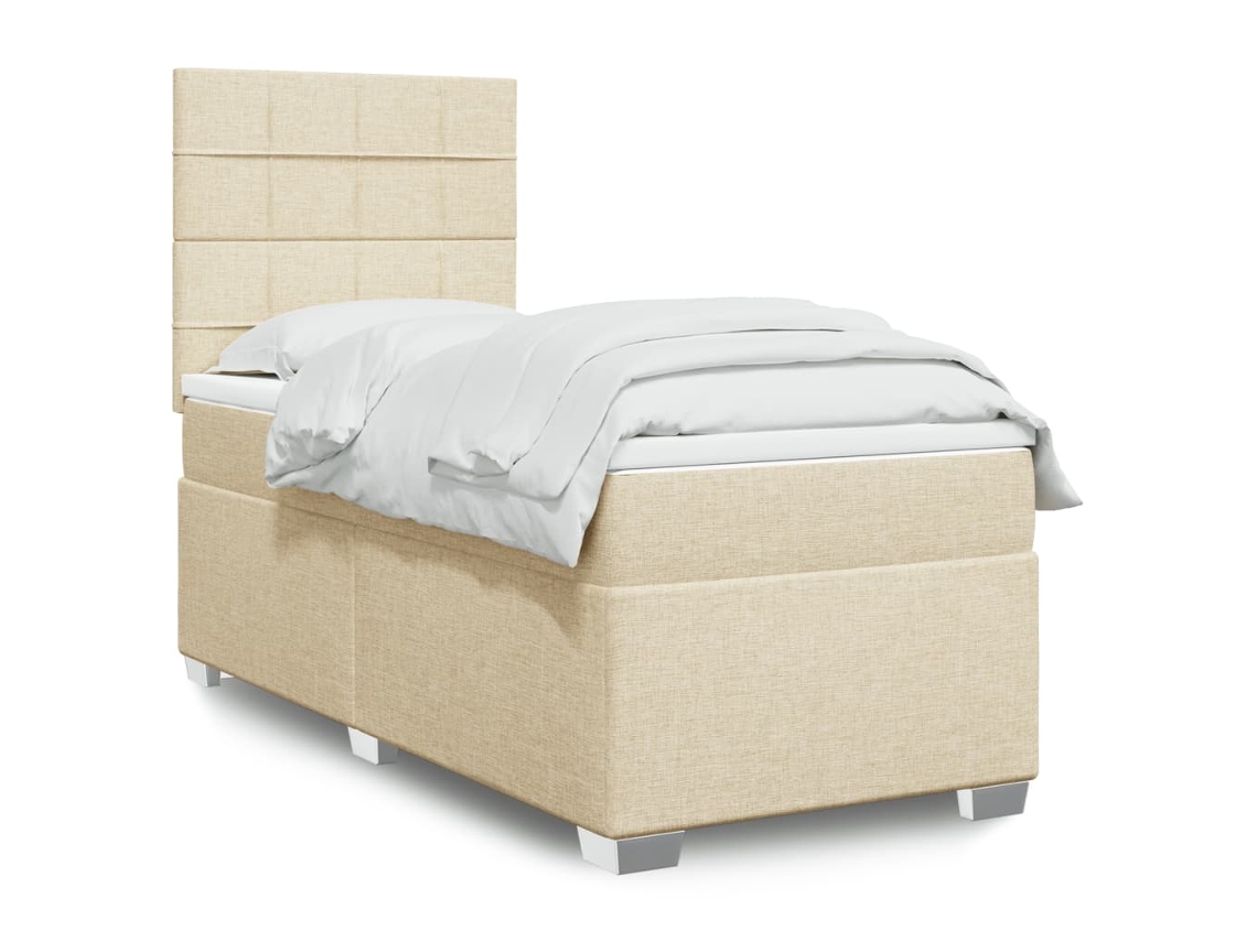 Vidaxl Cama Com Molas/colchão 80x200 Cm Tecido Cor Crème