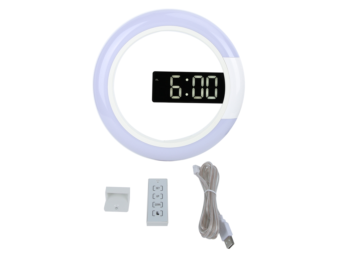 Reloj De Parede Led Estilo Moderno Inovador Com Alarme Temperatura Luz Decoração Lar Branco