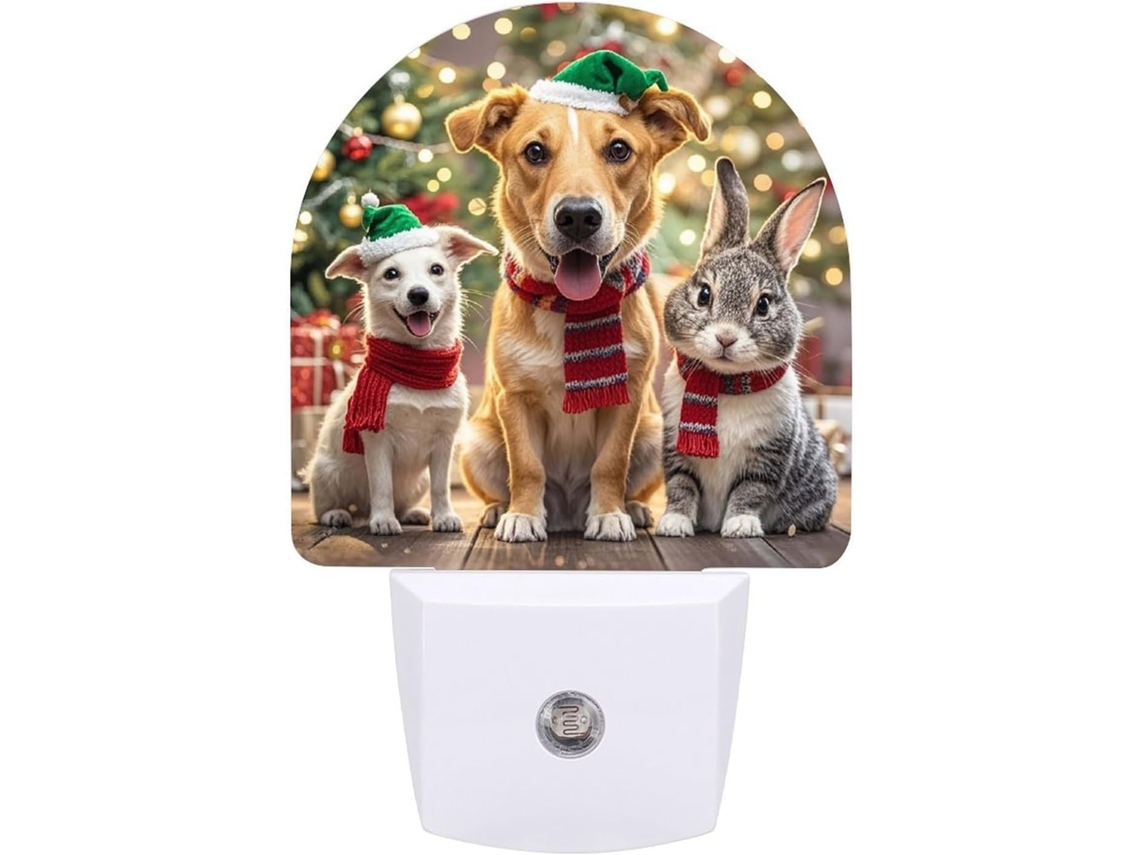 Luminária Noturna Natalina Com Design De Animais, Luz Noturna Led Com Sensor De, Luz Noturna Branca Quente E Suave