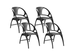 Sillas Plegables Para Interior Y Exterior Beliani Nemi De Polipropileno Negro 59x53x80