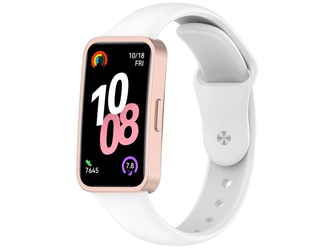 Bracelete Para Huawei Band 10 / 9 / 8 - Silicone - Fivela Reversa Branca