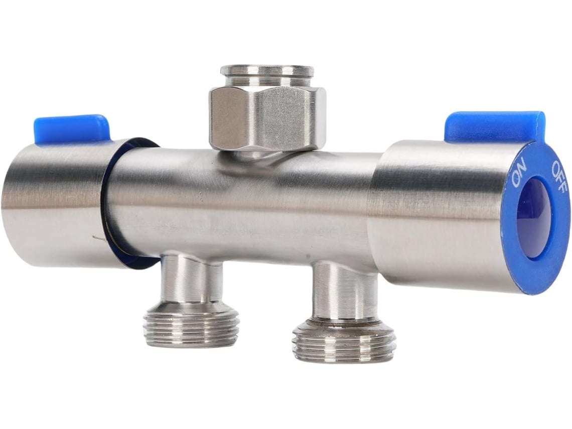 Divisor De Mangueira Em Inox 304, Rosca G1/2 Com Duas Saídas E Controle Independente Para Torneiras E Chuveiros