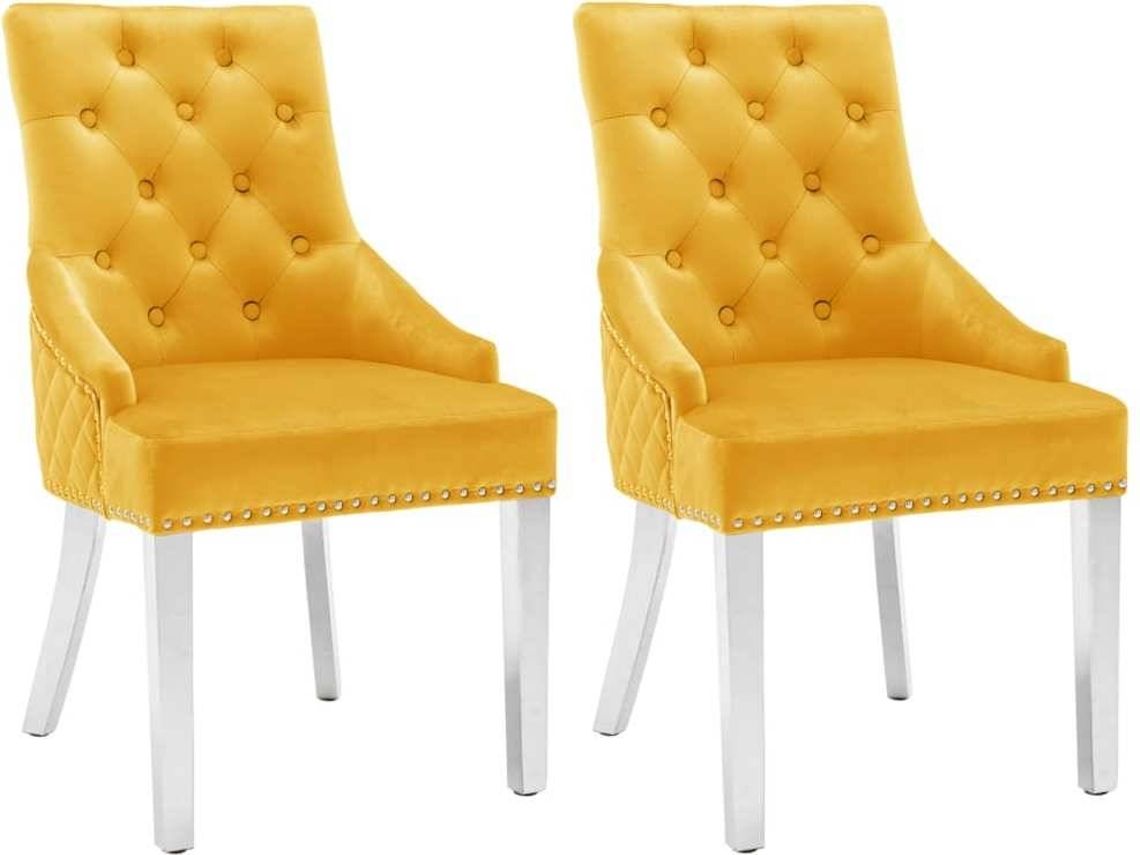 Dining Chair, Dining Chairs Vidaxl Amarelo Veludo (n/a)