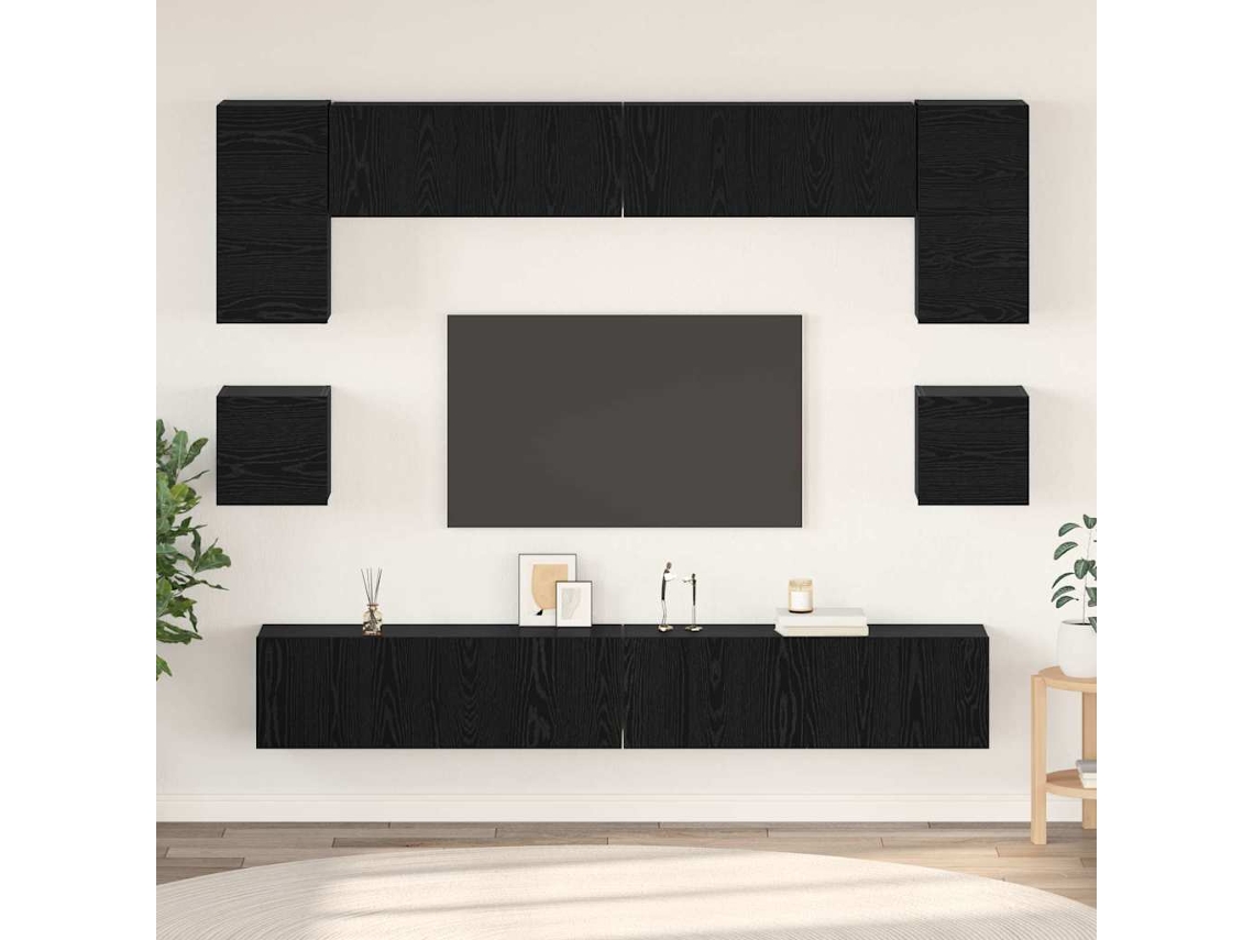 Vidaxl Conjunto De Móvel De Tv 8 Unid. Carvalho Preto