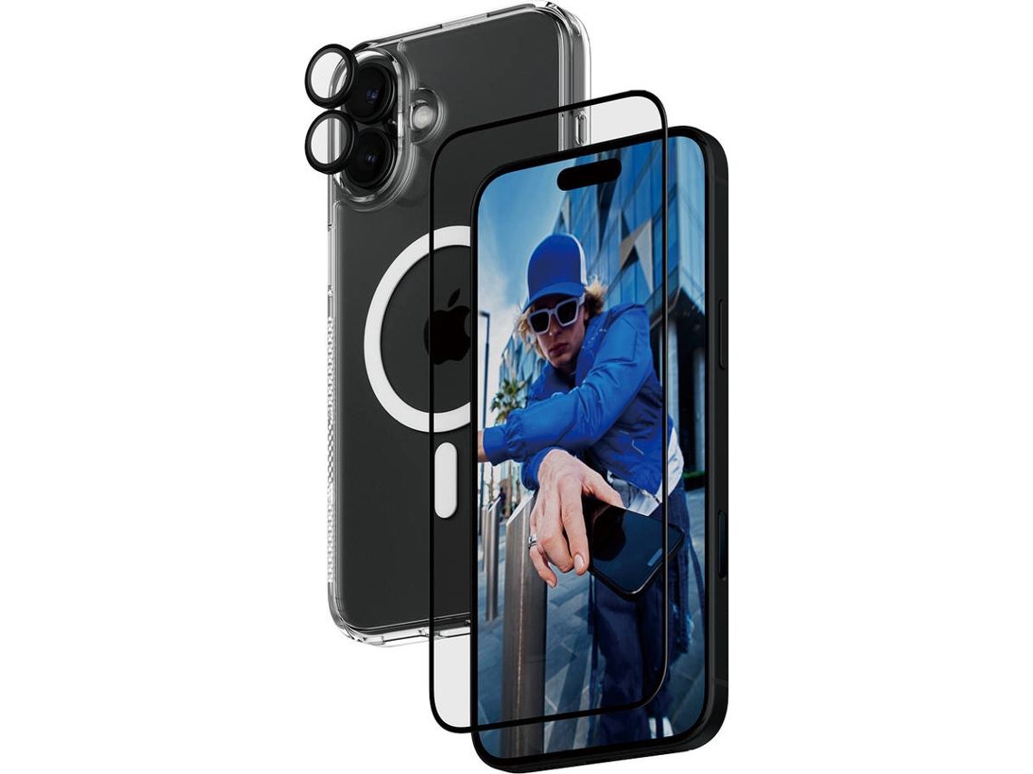 Bundle Proteção 3 em 1 PANZERGLASS iPhone 16 Plus (Capa + Película + Protetor Câmara)